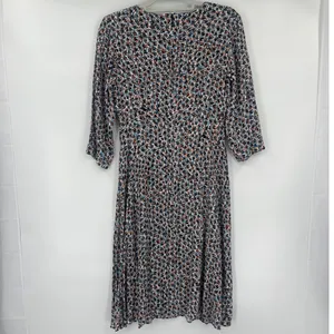 Loft Ditsy Floral Midi Dress Sz 4 Cottagecore Boho Fall Artsy Office 3/4 Sleeve thumbnail 6