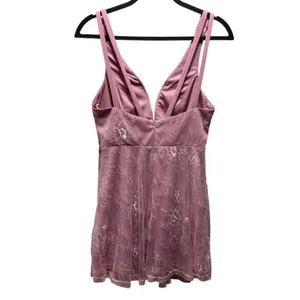 Lulus Womens Fueled By Love Mauve Purple Lace Skater Dress Size Medium thumbnail 2