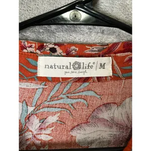 Natural Life Floral Tiered‎ Midi Dress Button Front Boho Women's Medium Orange thumbnail 5
