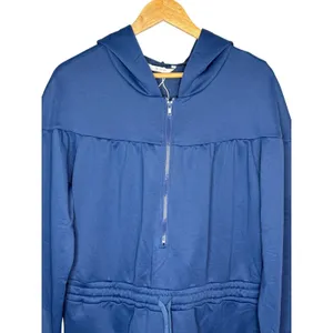 Cicy Bell‎ Hooded Romper Women XL Blue Zip Up Athleisure Short NWT Jumpsuit thumbnail 3