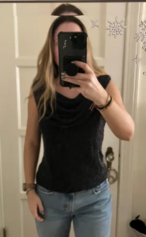 vintage sparkly black top Size M thumbnail 1