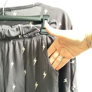 Z Supply Pajama Lounge Set Womens XS Grey Lightning Bolt Cotton Modal 2pc Jogger thumbnail 6