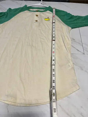 Masters Authentic by Red Jacket Logo Raglan Tshirt with front buttons size Small Green thumbnail 7