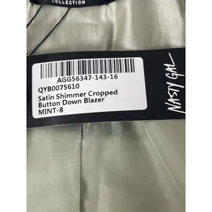 Nasty Gal Satin Cropped Blazer Size 4 Mint Shimmer New With Tag thumbnail 5