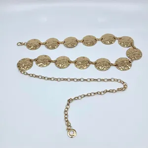 Y2K Boho Gold Hammered Disc Coin Chain Belt, Fits 24.5–42 Inches, X7GA1153 thumbnail 6