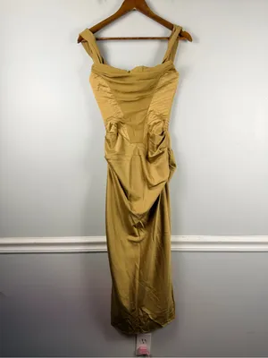 House of CB Natalya Olive Satin Corset Midi Dress size XS thumbnail 3
