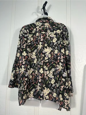 Ralph Lauren Black Floral Button Down Top Size 3X EUC thumbnail 5