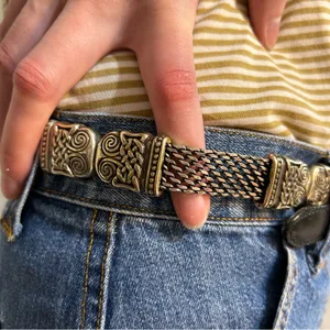 Black Brown Silver Metal Chain Link Ornate Dual Sided Belt Statement Festival thumbnail 9