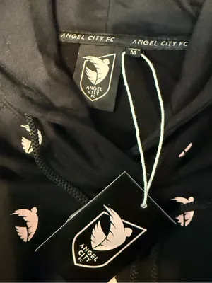 Angel City FC Black All Over Logo Hoodie Sweatshirt Size M thumbnail 4