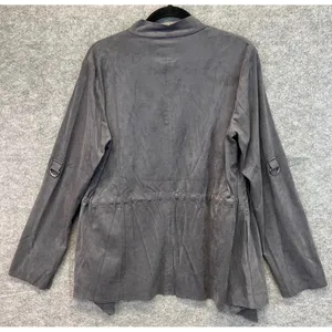 KUT FROM THE KLOTH Dianne Jacket Women Large Gray Faux Suede Drape Front Cinch‎ thumbnail 12