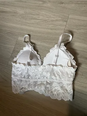 White Lace Bralette Crop Top - Women Intimates thumbnail 2