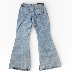 Rock & Roll‎ Denim High Rise Flare Distressed Light Wash Jeans 29x34 Split Hem thumbnail 2