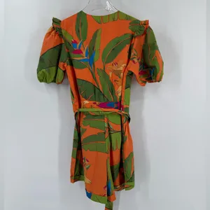 FARM RIO Orange Fresh Macaws Print Belted Romper Size‎ small thumbnail 4
