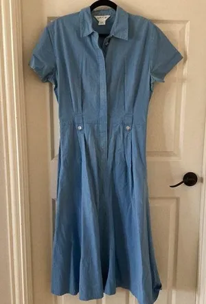 Orvis Vintage 1980s House Dress Maxi Long Button Down Blue Size 14 Casual EUC thumbnail 1