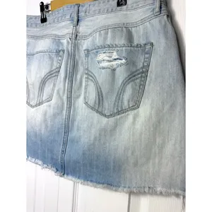 Hollister Light Blue High Rise Distressed Denim Mini Skirt Size 15 Waist 32 thumbnail 5
