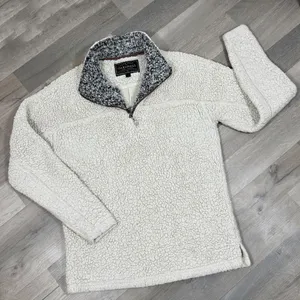 True Grit Faux Sherpa Jacket Women Small Beige Pullover Sherpa Quarter Zip Teddy thumbnail 13