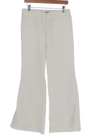 Express Pants Womens 5/6 White Coin Pocket Drawstring Waist Ankle Slit Wide Leg thumbnail 1