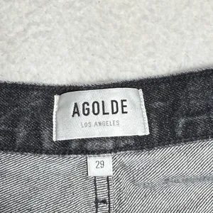 Agolde Womens Dame Jeans Size 29 Wide Leg Button Fly Ditch Black Cuffed thumbnail 2