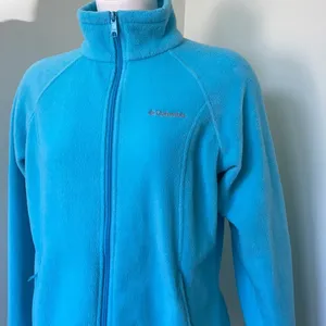 Columbia Aqua Blue Fleece Full Zip Jacket Medium thumbnail 2