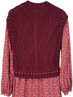 By Anthropologie Layered Burgundy Sweater Dress Size Large Womens thumbnail 8