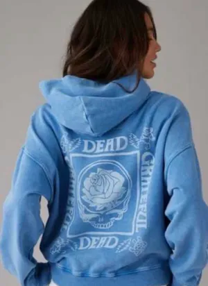 Grateful Dead American Eagle "Seriously Lived-In" Hoodie Washed Blue Women’s XS thumbnail 2