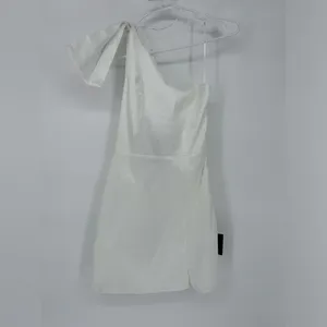 NWT Lulus Glorious Adoration White Taffeta One-Shoulder Bow Mini Dress thumbnail 3
