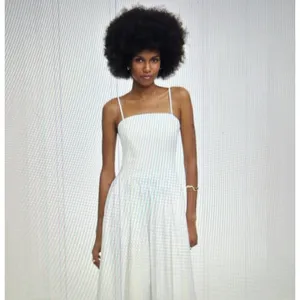 Madewell $148 White Poplin Seamed Maxi Dress Open Back Adjustable Straps Size 6 thumbnail 2