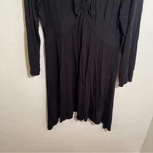 Cupio Women's Size Medium Babydoll Tunic‎ Top Black V-Neck Handkerchief Hem Long thumbnail 3