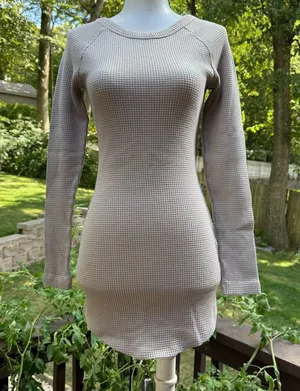 Lovers + Friends Revolve Beige Thermal Mini Tunic Top Dress in Size XS X-Small thumbnail 1