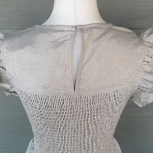 English Factory Beige Smocked Ruffle Sleeve Dress thumbnail 6