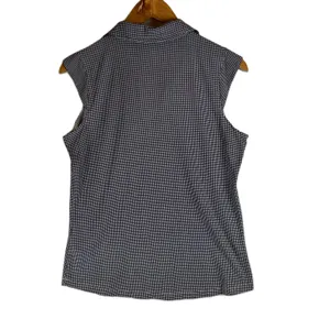 IBKUL Womens Black White Gingham Sleeveless 1/4 Zip Golf Polo Top Size M UPF50 thumbnail 2