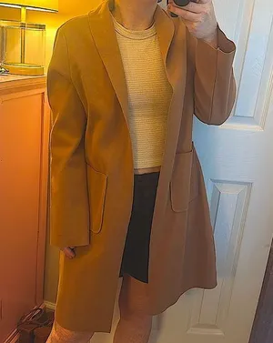 SheIn Tan Brown Collard Pocket Overcoat thumbnail 1