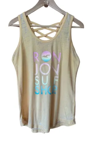 Ron Jon Surf Shop Lattice Back Graphic Logo Burnout Tank size medium thumbnail 1