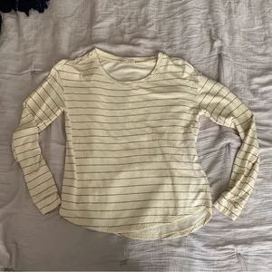☀️ Marine layer cream stripe long sleeve shirt thumbnail 1