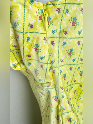 PINK by Frankie's Bikinis Yellow Floral Satin Dress Size Small thumbnail 6