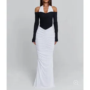 Outcast Maxi Dress Halter Tahiti Size S Black White thumbnail 8