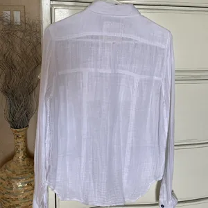 Free People We The Free White Cotton Gauze Button Down Shirt M thumbnail 8