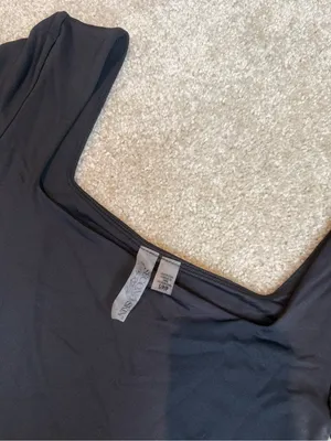 Classic Black Square Neck Short Sleeve Dress thumbnail 3