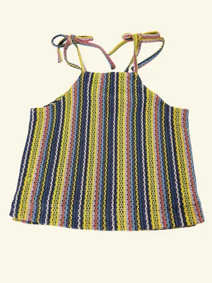 Madewell Texture & Thread Striped Tie Strap Tank Top Size Small Boho Crochet thumbnail 2