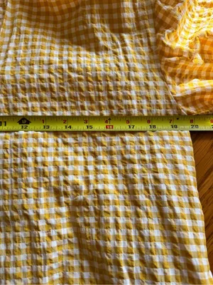 MNG‎ Womens Cotton Blend Check Print V-Neck Long Sleeve Maxi Dress Yellow Size 2 thumbnail 8