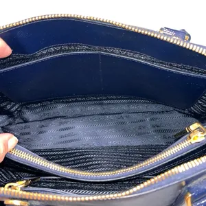 Prada Navy Blue Patent Saffiano Vernice Shoulder Bag Purse thumbnail 10