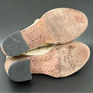 FREEBIRD by Steven Quail Ivory Textured Snake Leather Buckle Gladiator Sandals 9 thumbnail 8
