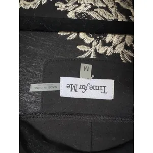 Boho Embroidered Blouse Black Flowy Open Beach Kimono Vacation Career Medium thumbnail 8