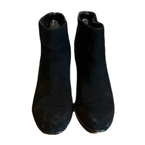 Lord & Taylor Black Suede Studded Heeled Ankle Boots, Size 7.5 thumbnail 2