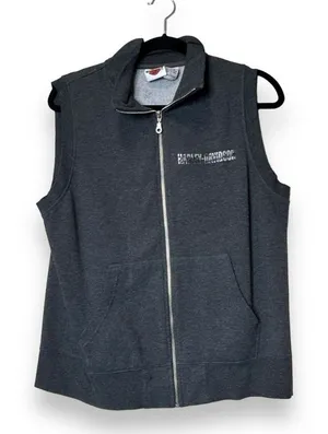 HD Harley Davidson Women's Sleeveless‎ Gray Fleece Vest Sz L thumbnail 1
