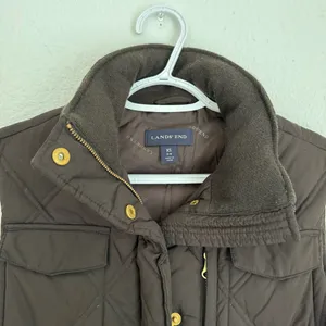 Land’s End Espresso Brown Quilted Puffer Vest Jacket Zip Up Women’s Size XS 2 4 thumbnail 6