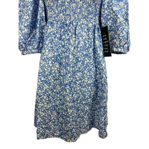 Tuckernuck x Cameron Eubanks Wimberly Blue Floral Linen Blend Smocked Dress NWT thumbnail 3