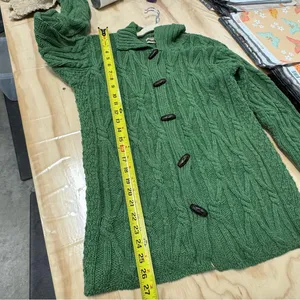 Vintage Aran Crafts Merino Wool Cable‎ Knit Button Cardigan Sweater Green XS thumbnail 10