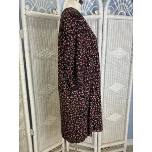 Gérard Darel Paris Black Floral Print Dress 44 Smocked Neckline‎ French Viscose thumbnail 15