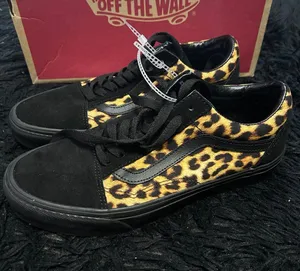 Vans Old Skool black suede animal print lace up shoes sneakers women's 8.5 new thumbnail 1